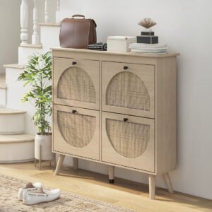 Naturligt skoskåp (4 fack, 20 par)